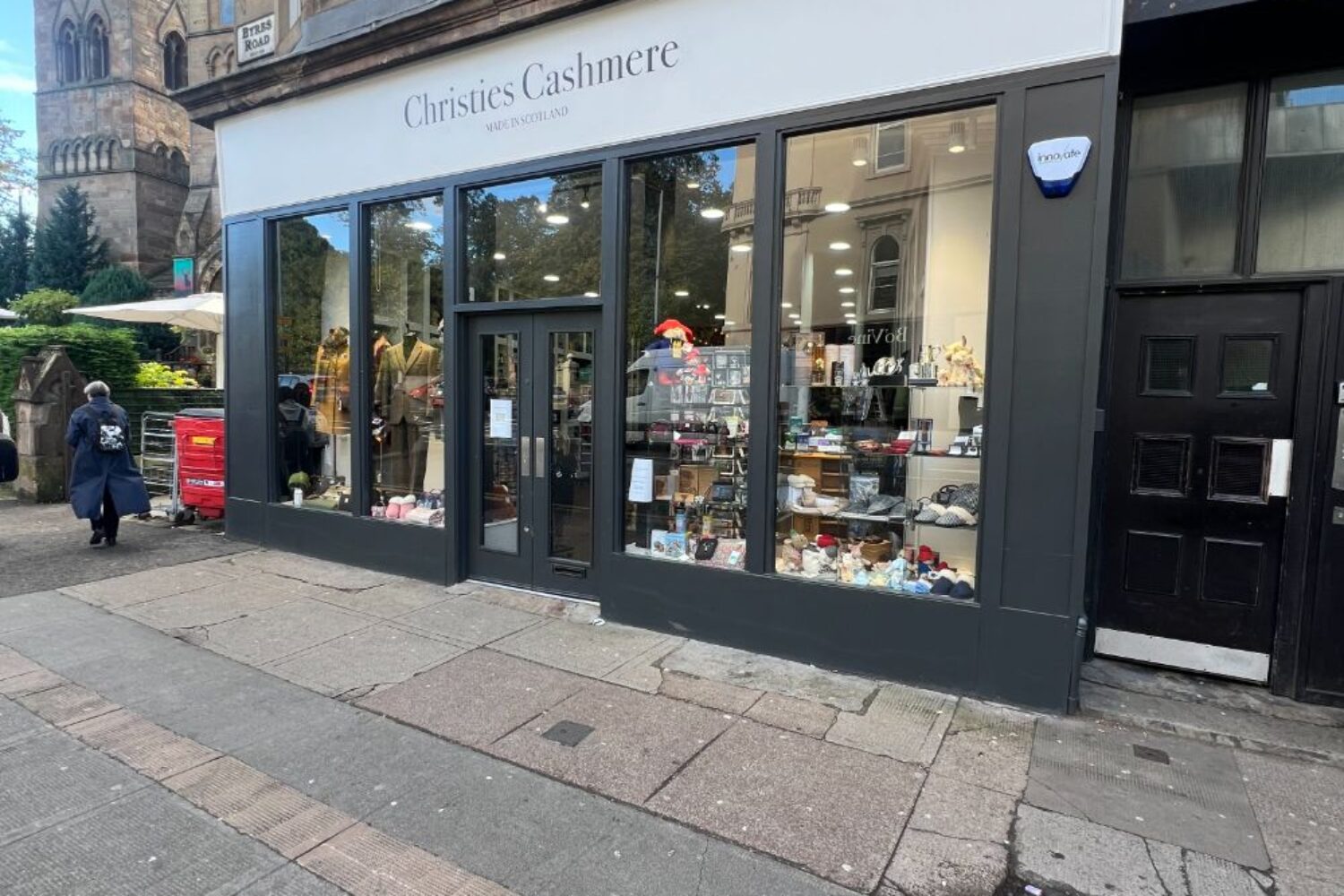 The front of a shop painted framework